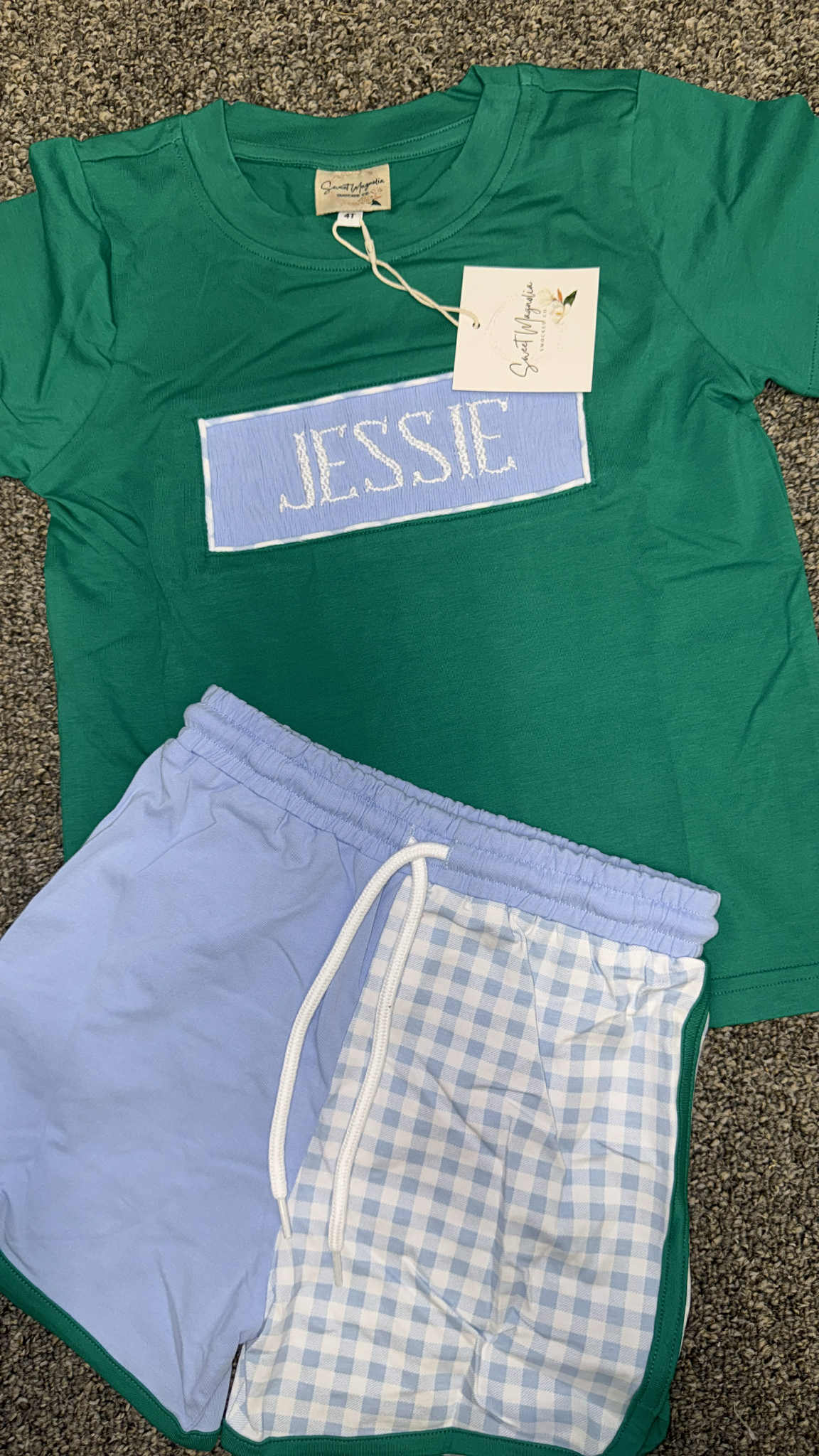 Baby Blue & Green Spring Color block - "4T Jessie" - RTS Extras - PO 9
