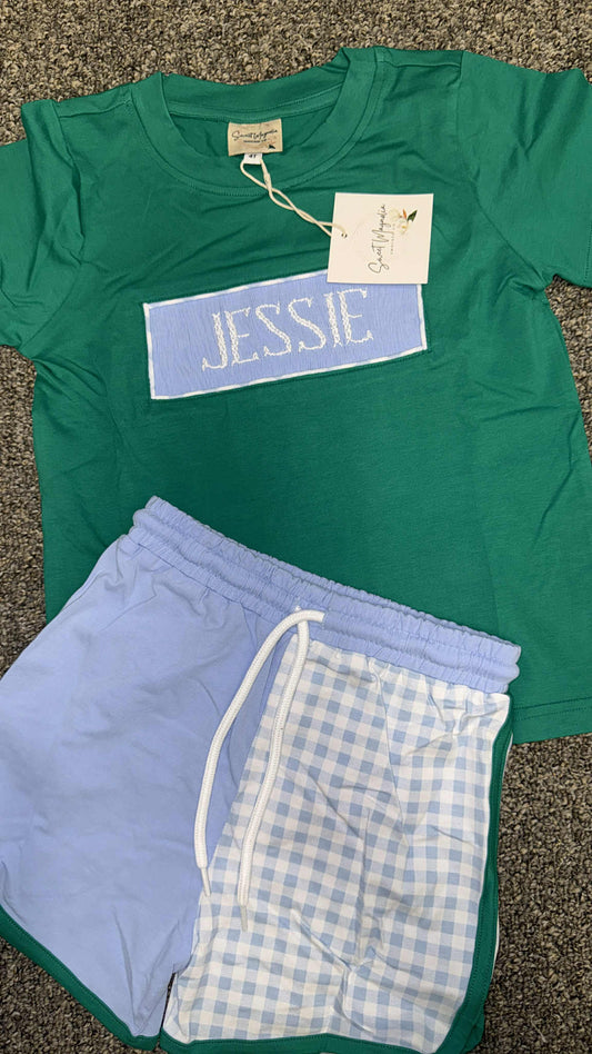Baby Blue & Green Spring Color block - "4T Jessie" - RTS Extras - PO 9